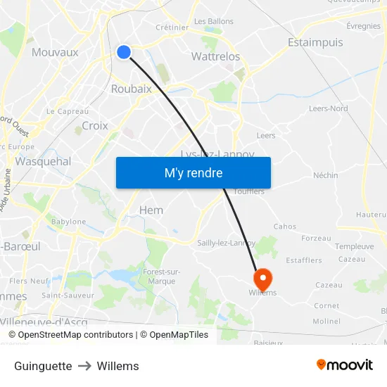 Guinguette to Willems map