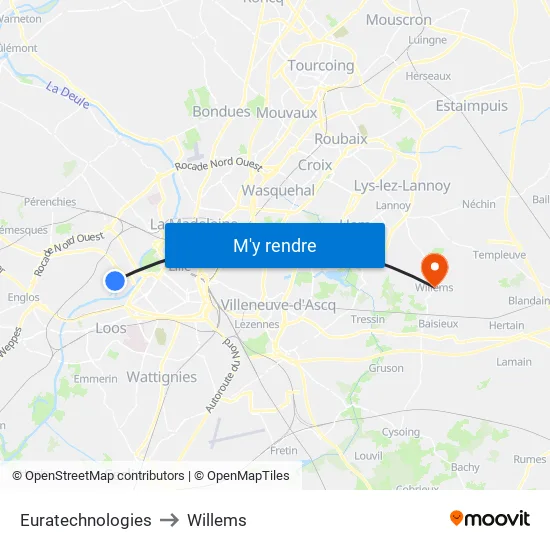 Euratechnologies to Willems map