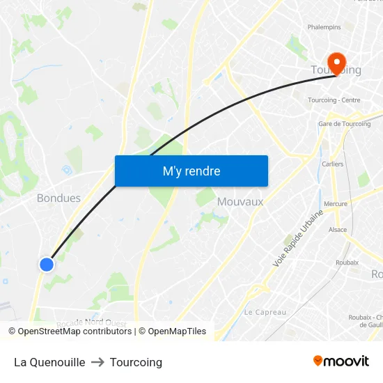 La Quenouille to Tourcoing map