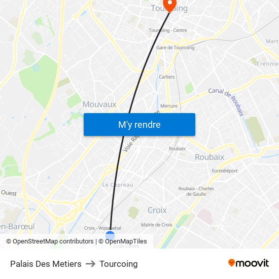 Palais Des Metiers to Tourcoing map