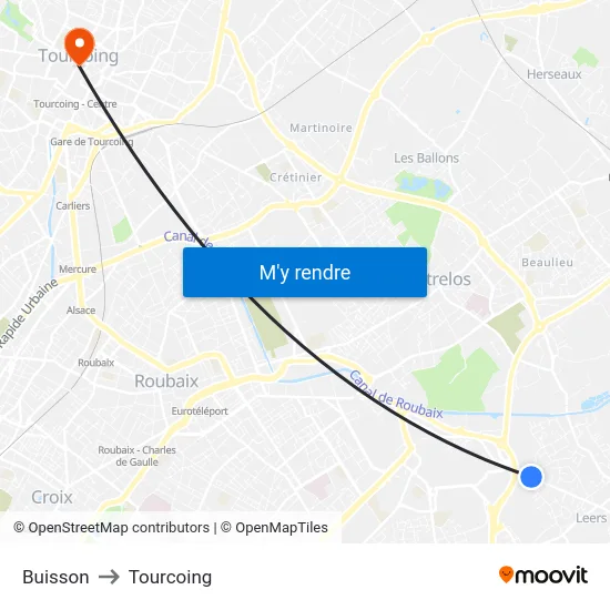 Buisson to Tourcoing map