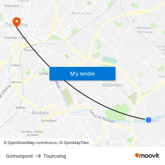 Grimonpont to Tourcoing map