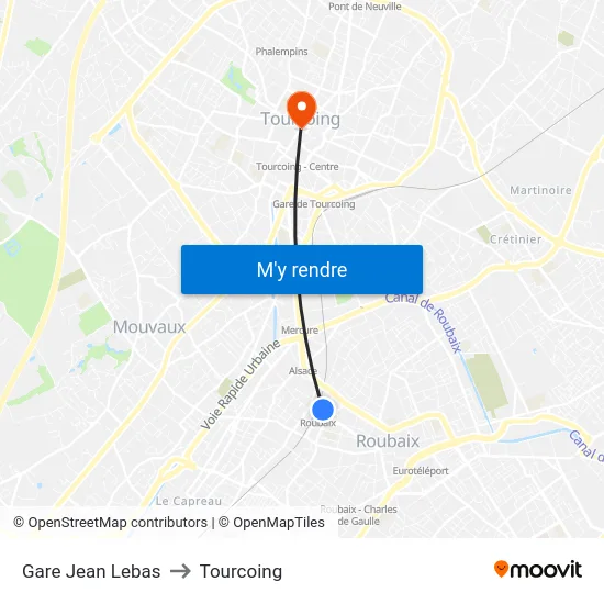Gare Jean Lebas to Tourcoing map