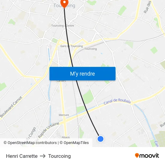 Henri Carrette to Tourcoing map