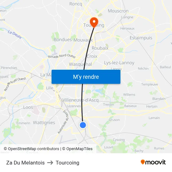 Za Du Melantois to Tourcoing map