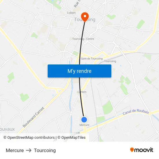 Mercure to Tourcoing map