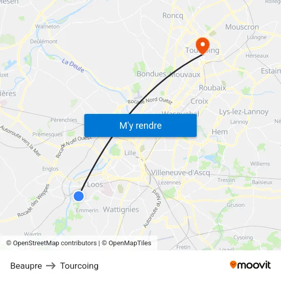 Beaupre to Tourcoing map
