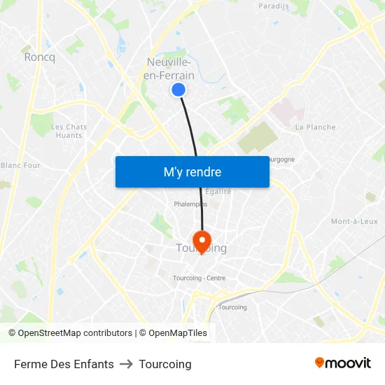 Ferme Des Enfants to Tourcoing map