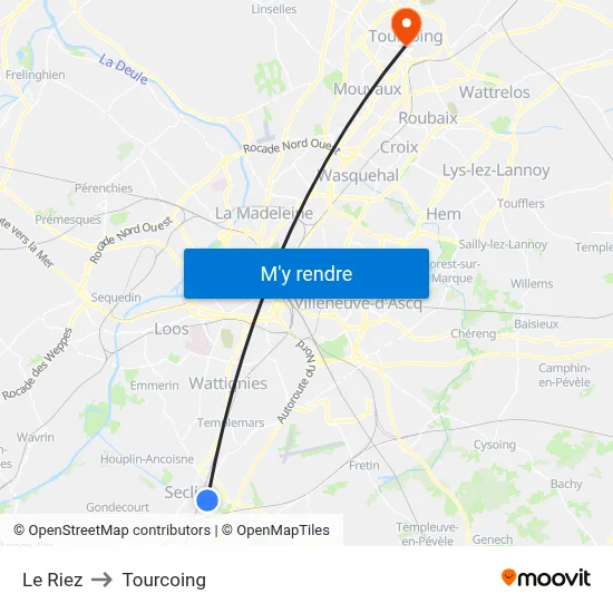 Le Riez to Tourcoing map