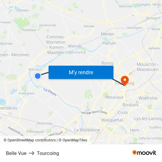 Belle Vue to Tourcoing map