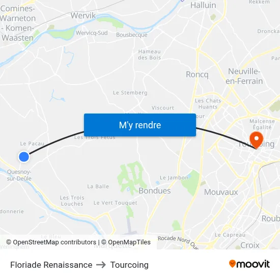 Floriade Renaissance to Tourcoing map