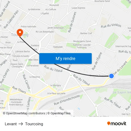 Levant to Tourcoing map