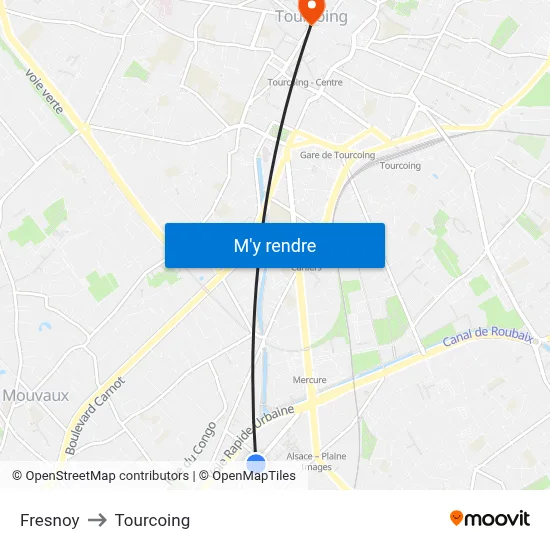 Fresnoy to Tourcoing map