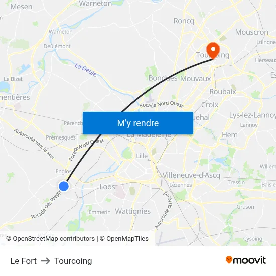 Le Fort to Tourcoing map