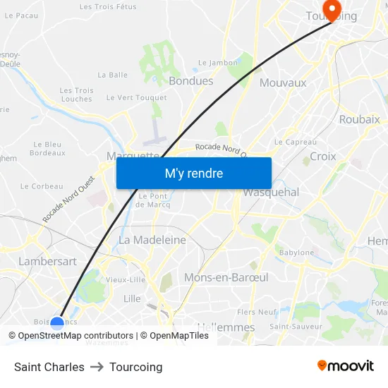 Saint Charles to Tourcoing map