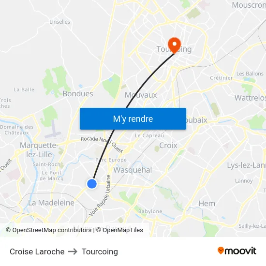 Croise Laroche to Tourcoing map