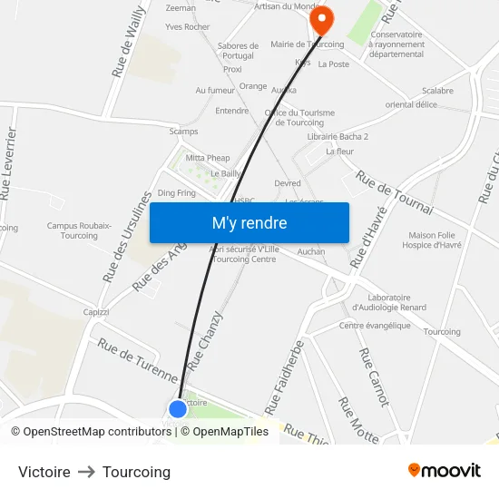 Victoire to Tourcoing map