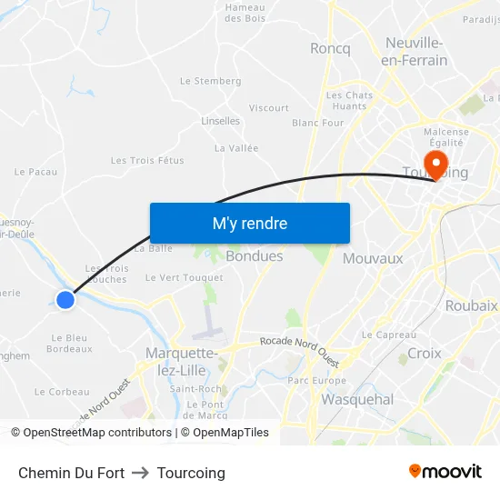 Chemin Du Fort to Tourcoing map