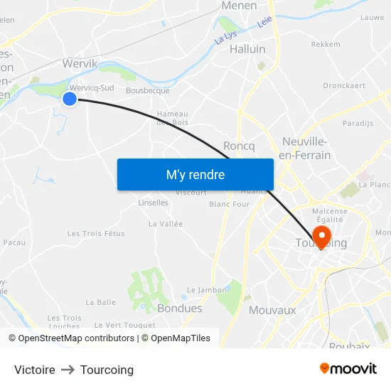 Victoire to Tourcoing map