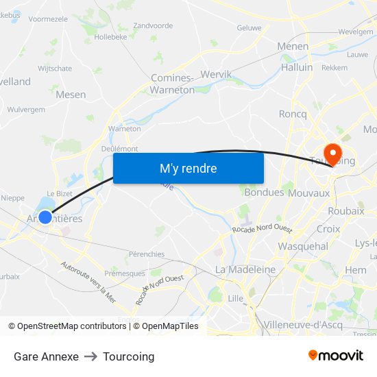 Gare Annexe to Tourcoing map