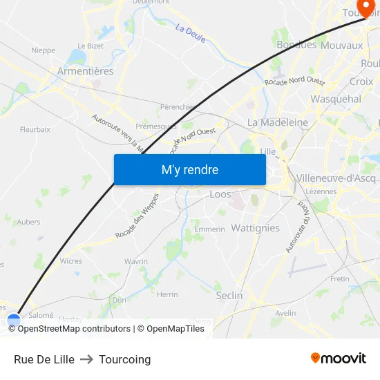 Rue De Lille to Tourcoing map
