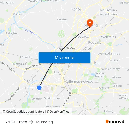 Nd De Grace to Tourcoing map