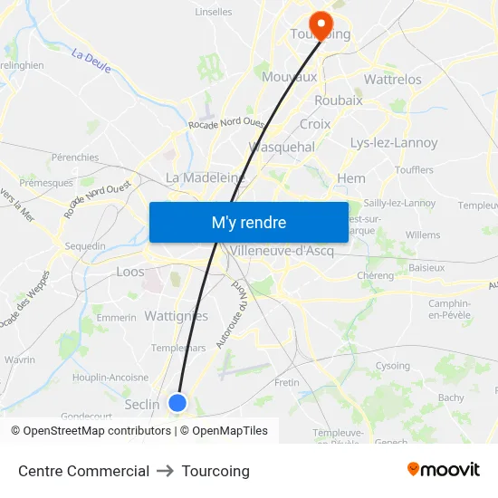 Centre Commercial to Tourcoing map