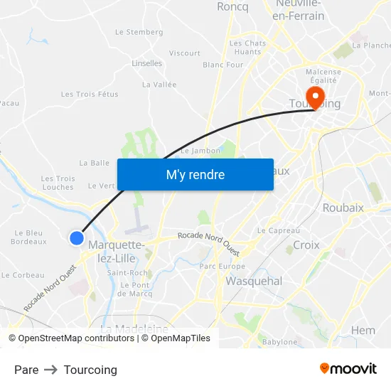Pare to Tourcoing map