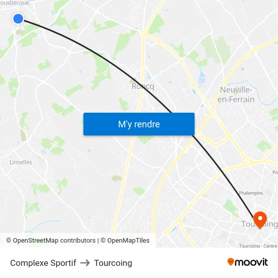 Complexe Sportif to Tourcoing map