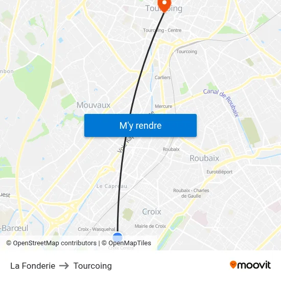 La Fonderie to Tourcoing map