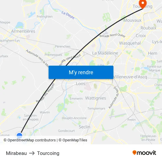 Mirabeau to Tourcoing map