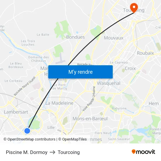 Piscine M. Dormoy to Tourcoing map