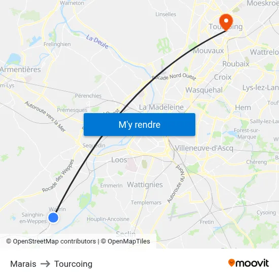 Marais to Tourcoing map