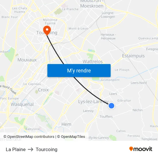 La Plaine to Tourcoing map