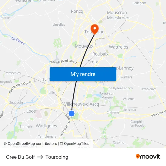 Oree Du Golf to Tourcoing map