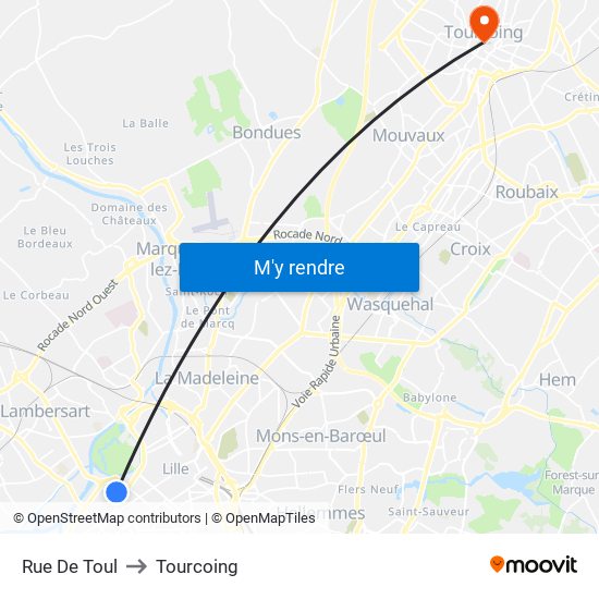 Rue De Toul to Tourcoing map