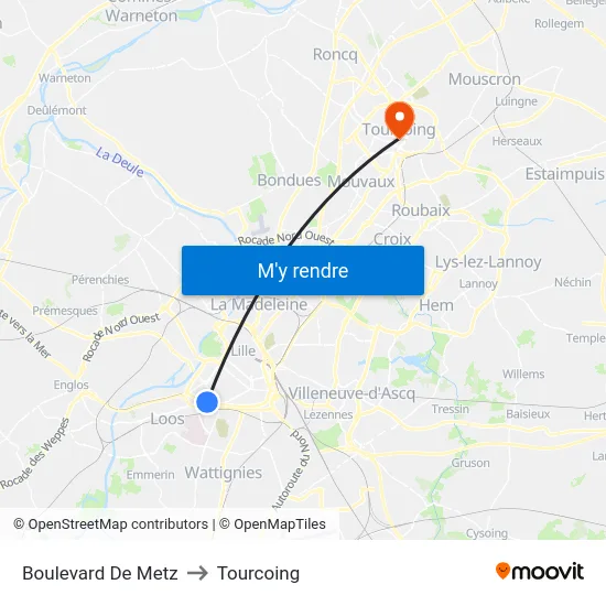 Boulevard De Metz to Tourcoing map