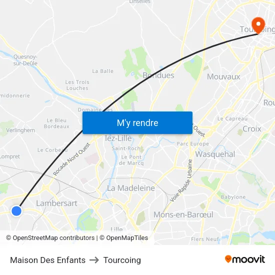 Maison Des Enfants to Tourcoing map