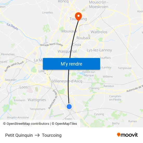 Petit Quinquin to Tourcoing map