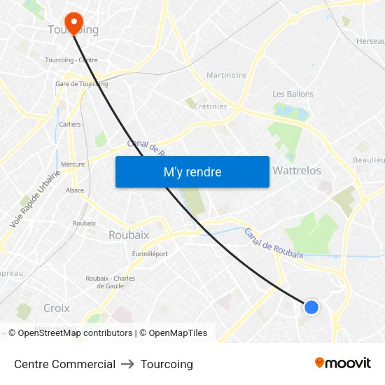 Centre Commercial to Tourcoing map