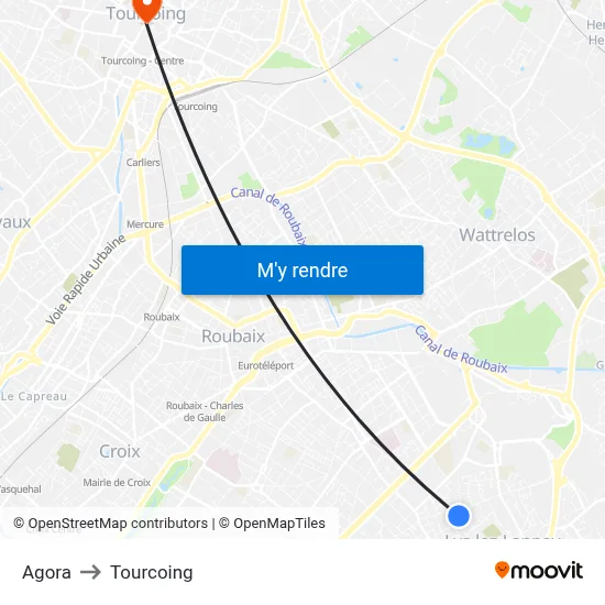 Agora to Tourcoing map