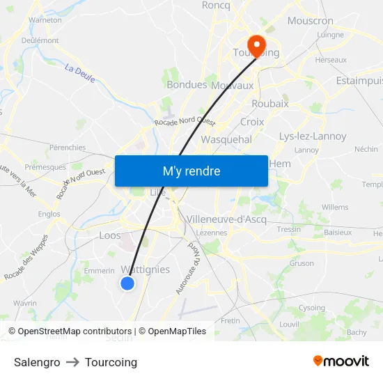 Salengro to Tourcoing map