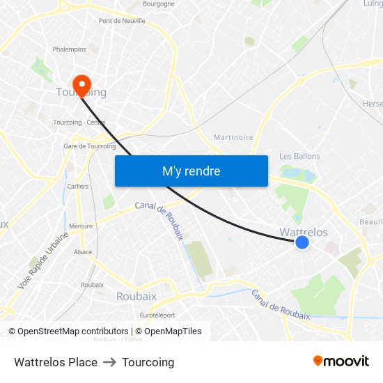 Wattrelos Place to Tourcoing map