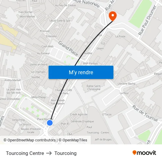 Tourcoing Centre to Tourcoing map