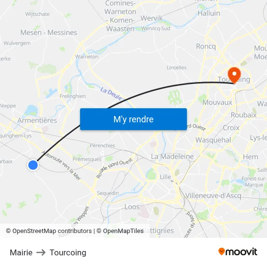 Mairie to Tourcoing map