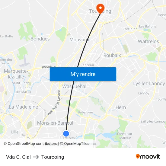 Vda C. Cial to Tourcoing map