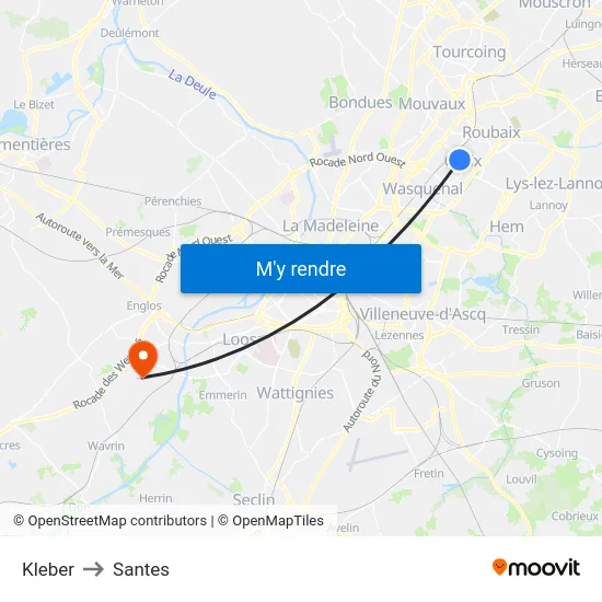 Kleber to Santes map