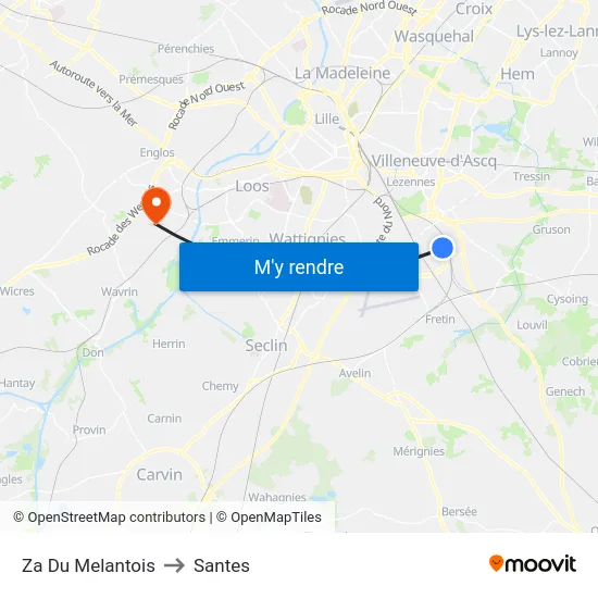 Za Du Melantois to Santes map
