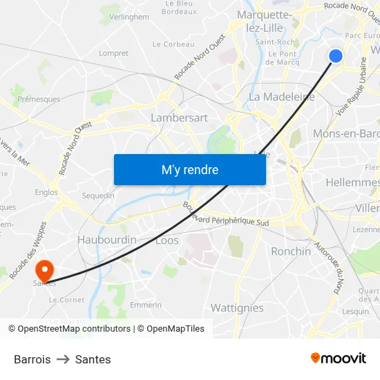 Barrois to Santes map