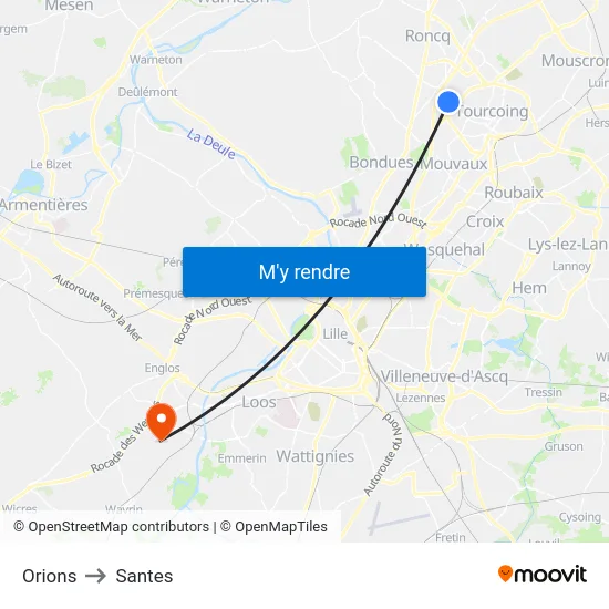 Orions to Santes map